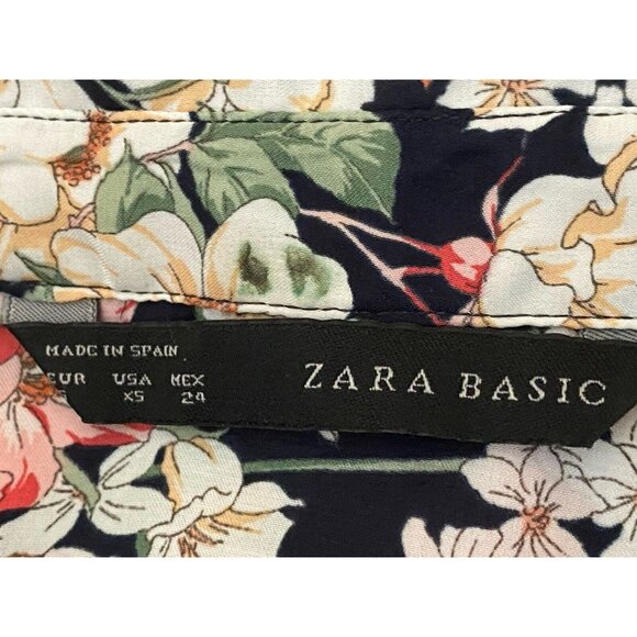 Zara Women's Long‎ Sleeve Multi Color Floral Shirt Blouse Size XS Made in Spain - Picture 6 of 16